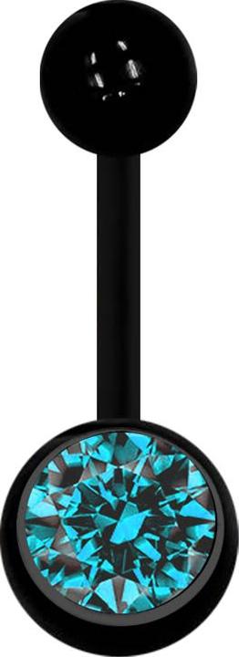 Image du produit Star Piercing Banane noire avec boule et boule de cristal aqua (Acrylique, sans laiton)