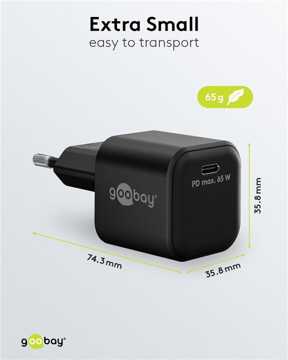 Produktbild Goobay USB-C Nano Schnellladegerät mit GaN Technologie (65 W)