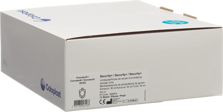 Immagine prodotto Conveen Security Plus Leg Bag 500 ml 50 cm Back Valve sterile, 10 pezzi