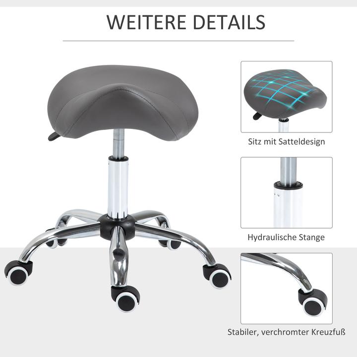 Image du produit Homcom Tabouret de selle avec roulettes en nylon