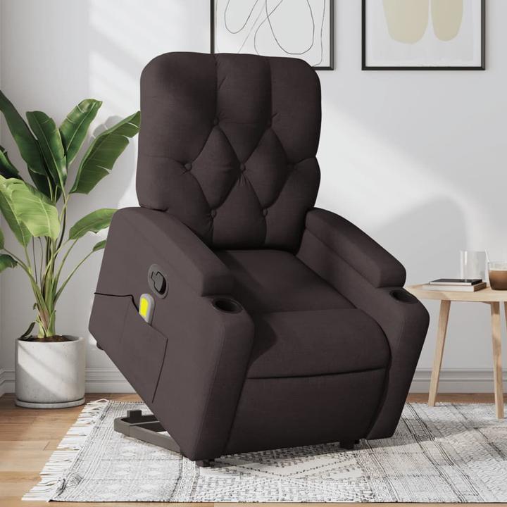 Produktbild VidaXL Massagesessel Aufstehhilfe Fernsehsessel Relaxsessel Dunkelbraun Stoff