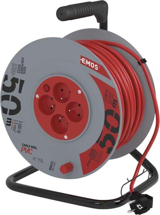 Immagine prodotto Emos Cavo a tamburo con messa a terra, 4 prese, 50 m (P19450) (50 m, 1.50 mm².)