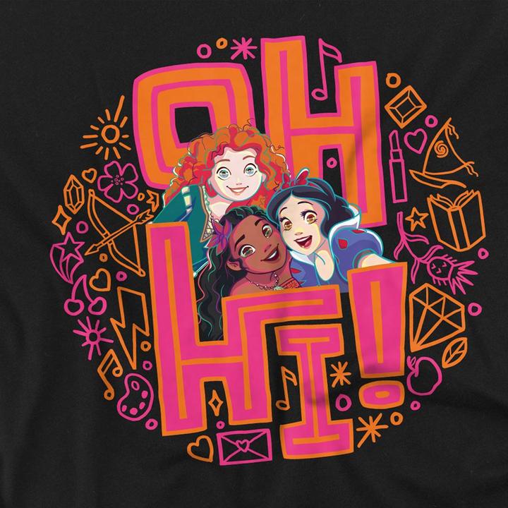 Actual product image Disney Princess Unisex Adult Oh Hi! Merida Moana Snow White T-Shirt (S)