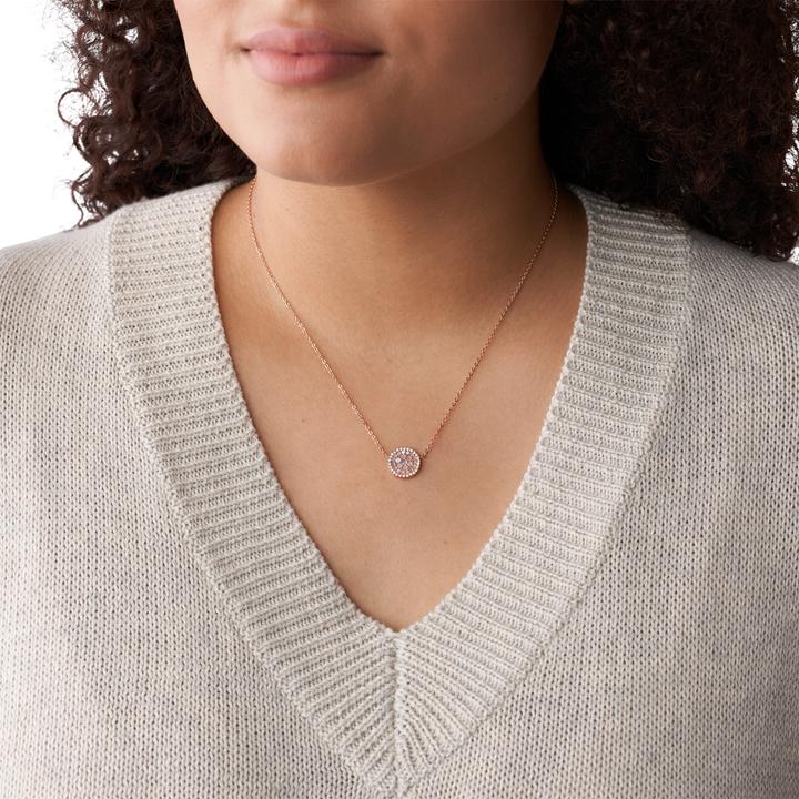 Image du produit Fossil Pendentif disque de perle (Acier inoxydable, 50 cm)