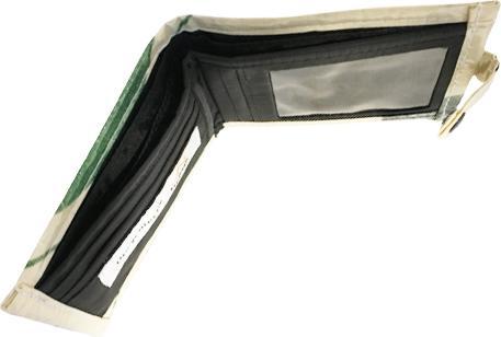 Actual product image Bekos Upcycling - Wallet with flap made from recycled cement bags green Tiger