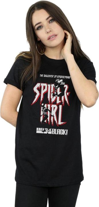 Actual product image Womens/Ladies Spider-Girl Back In Black Cotton Boyfriend T-Shirt (XXL)