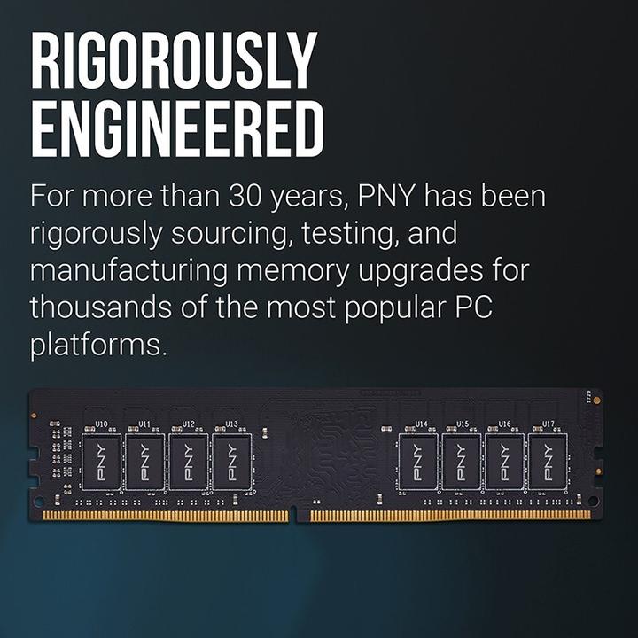 Produktbild PNY MD16GSD43200-TB, 16 GB, 1 x 16 GB, DDR4, 3200 MHz, 288-pin DIMM (1 x 16GB, 3200 MHz, DDR4-RAM, DIMM)