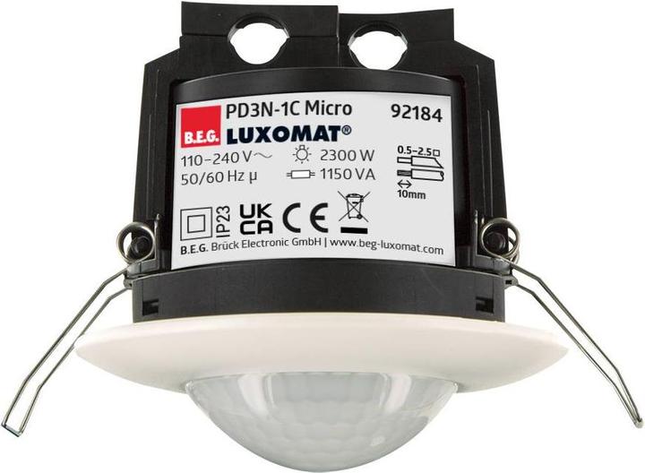 Actual product image BEG Luxomat recessed presence detector 92184 PD3-1 C-DE Micro 360' white (6 m)