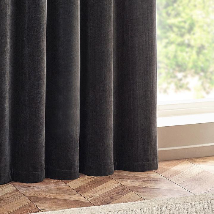 Actual product image Yard Chenille Velvet Eyelet Curtains (229 x 183 cm)