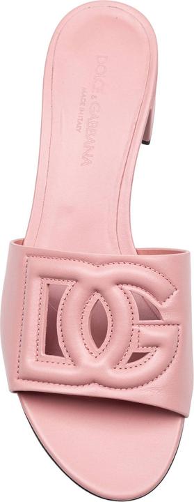 Produktbild Dolce & Gabbana pink leather mule with dg logo (40)