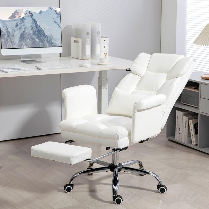 Actual product image Swisshandel24 Bürostuhl, Ergonomisch Schreibtischstuhl mit Liegefunktion, Lendenkissen, Weiss