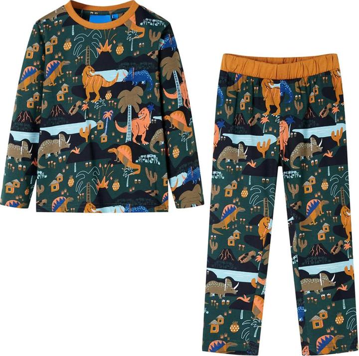 VidaXL Kinderpyjama mit Langen Ärmeln Dunkelgrün 104,Material (104)