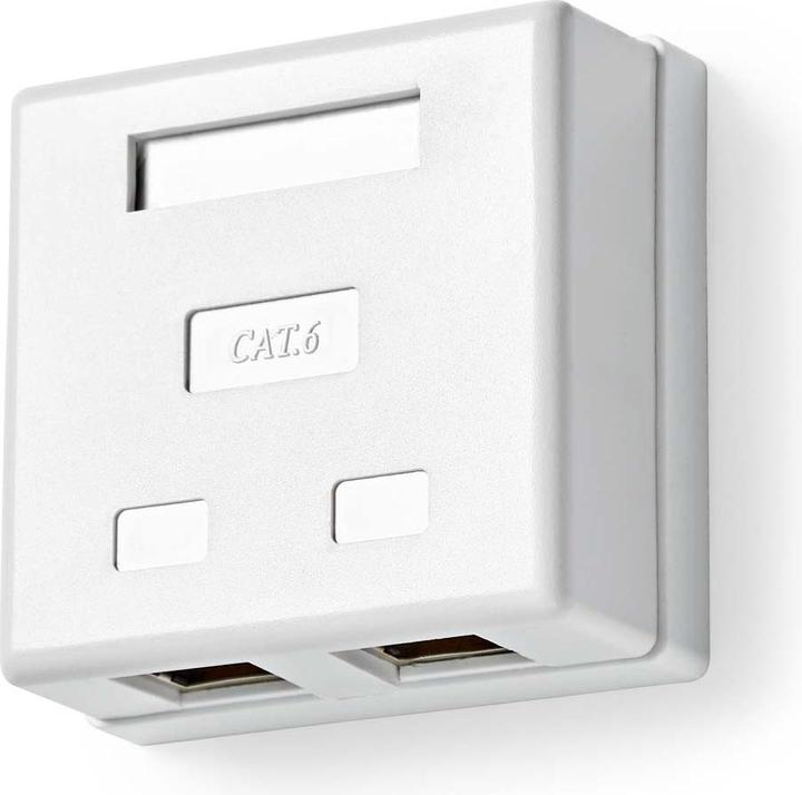 Actual product image Nedis Network Wall Box On-Wall 2 Port(s) STP CAT6 Straight Female Gold Plated PVC White Polybag
