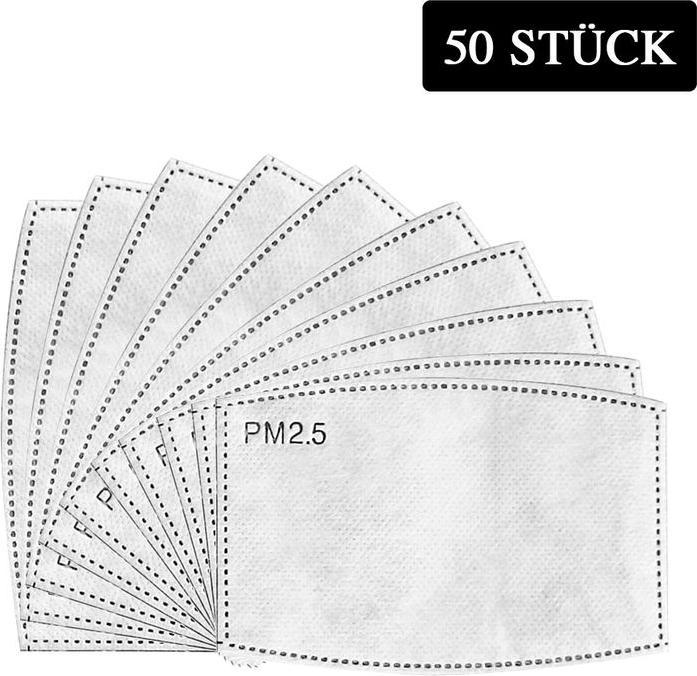 Produktbild Hermex Aktivkohlefilter PM2.5 für Hygienemasken Mundschutzmasken 50 Stück (Keine offizielle Schutzklasse, 50 x)