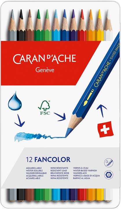 Actual product image Caran d'Ache Fancolor Farbstifte Metallschachtel (Multicoloured, 12 x)