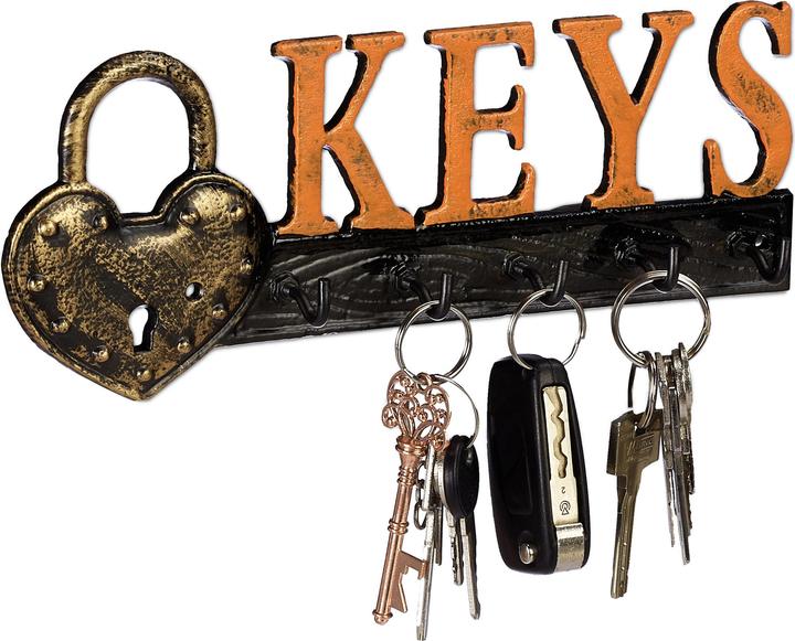 Actual product image Relaxdays Wall Mounted Key Holder, 5 Hooks (26 x 3 x 10 cm)