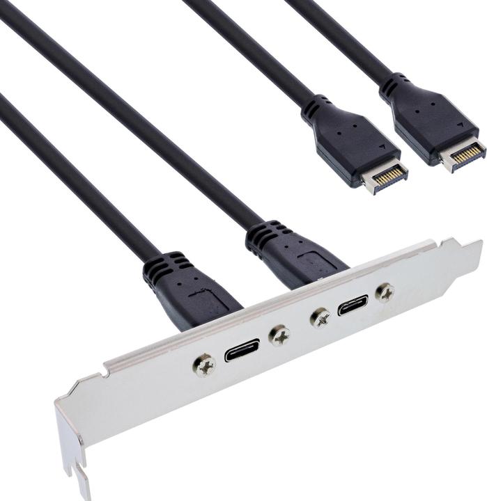 Produktbild InLine ® Slotblende USB Typ-C zu USB 3.1 Frontpanel Key-A intern, 0,5m (0.50 m, USB 3.2 Gen 2)