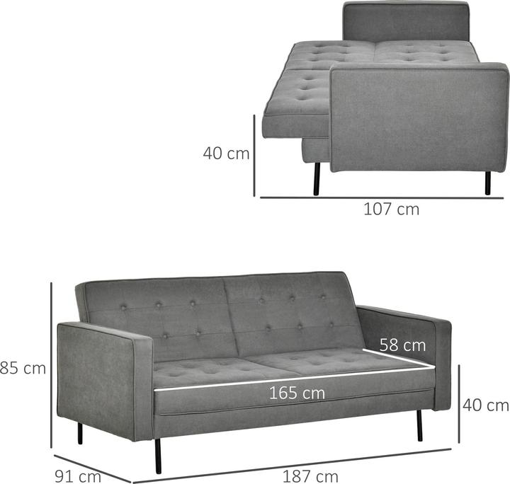 Produktbild Homcom Schlafsofa 3-Sitzer (3-Sitzer)