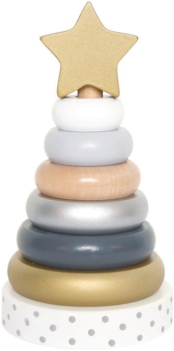 Actual product image Jabadabado Stacking tower Ring Baby W7157 grey, gold 11x19x10cm