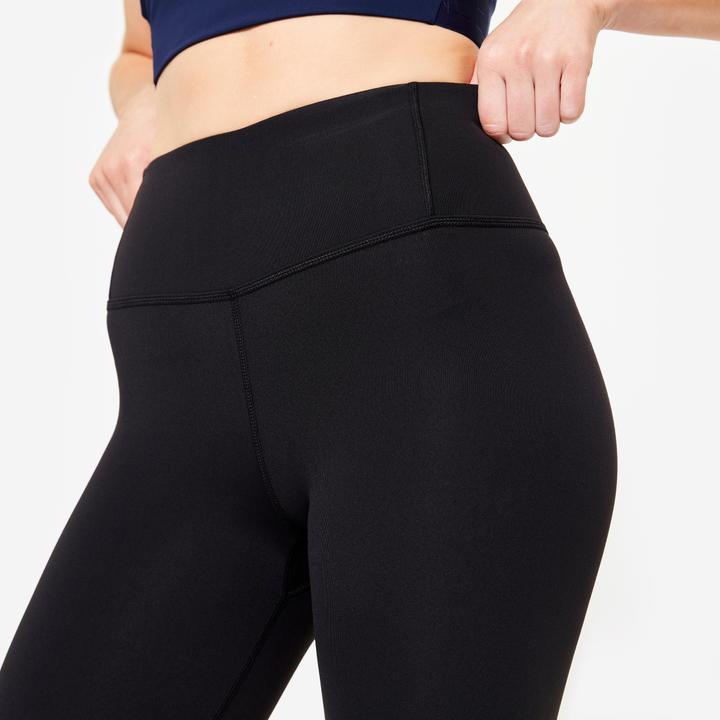 Produktbild Domyos Tanz-Leggings Damen flacher hoher Taillenbund Modern Dance - schwarz (W28/L31)