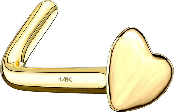 Image du produit Star Piercing Clous de nez angulaires en or 14k avec coeur (sans laiton, Or 14k)