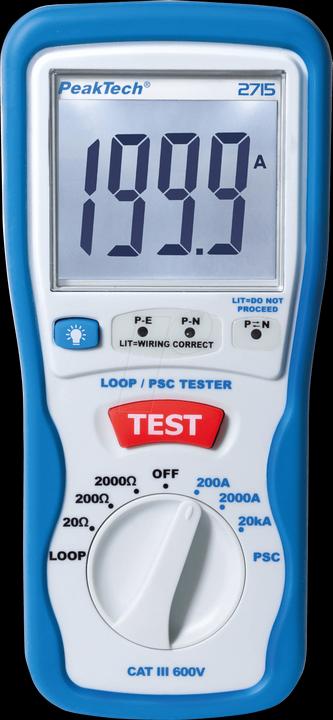 Image du produit Peaktech P 2715 Indicateur numérique de courant de boucle LOOP/PSC (CAT III 600V)