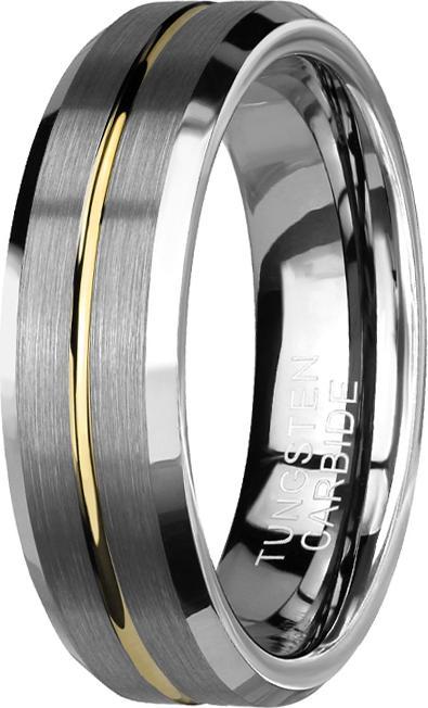 Produktbild Star Piercing Ring silber gebürstet mit abgeschrägten Kanten rille goldig (ohne Messing, Wolfram)