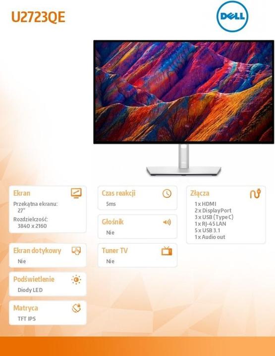 Image du produit Dell UltraSharp U2723QE (3840 x 2160 pixels, 27")