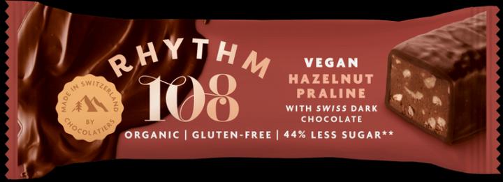 Immagine prodotto Rhythm 108 Deeelicious Barretta di cioccolato fondente svizzero alla nocciola e pralina Bio (33 g)