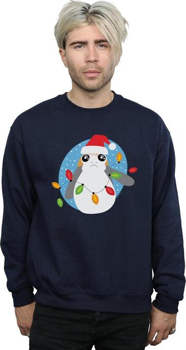 Actual product image Star Wars Mens The Last Jedi Porg Christmas Lights Sweatshirt (L)