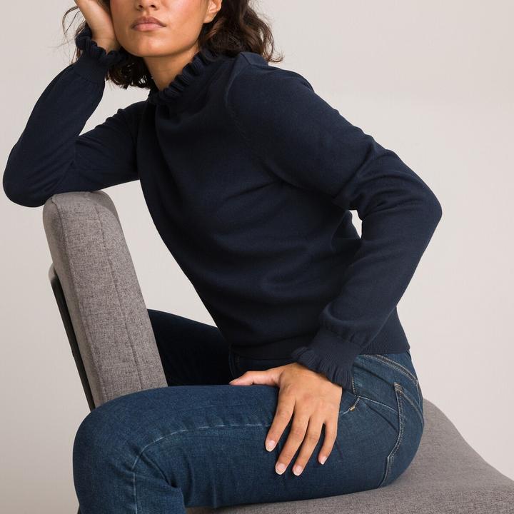 Produktbild La Redoute Collections Pullover mit gerüschtem Stehkragen und langen Ärmeln (XXL)