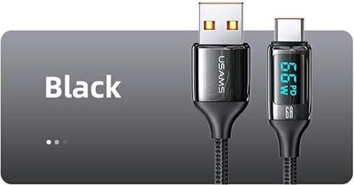 Image du produit Usams Câble pleciony U78 USB-C 1.2m LED 6A Fast Charging czarny/black SJ544USB01 (US-SJ544) (1.20 m, USB 3.2 Gen 1)
