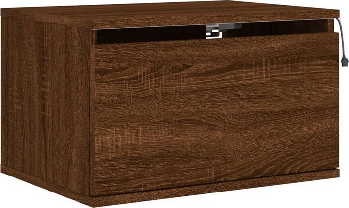 Produktbild VidaXL Wand-Nachttisch mit LED-Leuchten Braun Eichen-Optik,Farbe (50 x 36 x 30 cm)