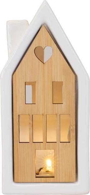 Actual product image MICA Living Ceramic house with LED lighting - approx. 8.5 x 8 x 18.5 cm