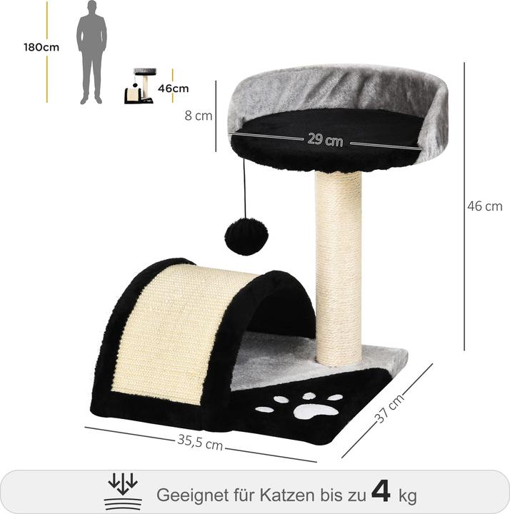 Image du produit PawHut Arbre à chat en peluche (44 cm, Noir)