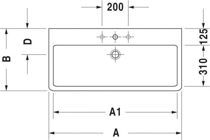 Immagine prodotto Duravit Lavabo VERO w ÜL HLB 1200x470mm 2 fori per rubinetto bianco (470 mm, 1200 mm)
