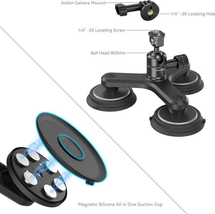 Actual product image SmallRig Triple Magnetic Suction Cup Mounting Support Kit (Various)