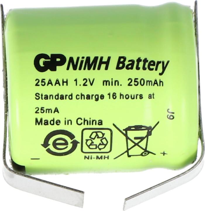 Actual product image GP Batteries Akku GP25AAH, 1/3 AA Mignon Lötfahne U-Form (1 pcs., 1/3 AA, 250 mAh, Rechargeable battery)