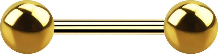 Produktbild Star Piercing Barbell vergoldet mit zwei Kugeln (ohne Messing, Chirurgenstahl 316L)