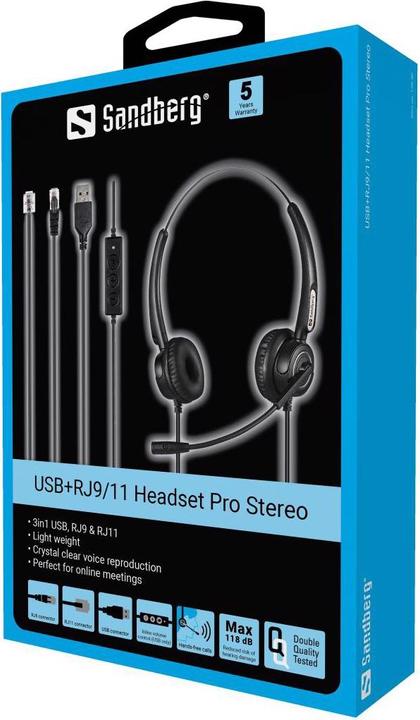 Image du produit Sandberg Casque stéréo Pro USB, RJ9, RJ11 (Filaire, USB-A)