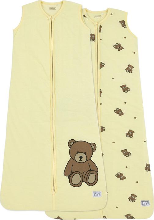Produktbild Meyco 2-p slpzk gevoerd 110cm Teddy Bear allover/soft yellow (110 cm)