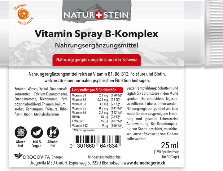 Nährwerte und Zutaten Naturstein Vitamin Spray B-Komplex (1 Stück, Spray, 41 g)