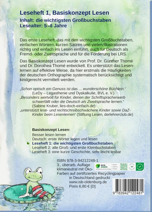Nutritional values and ingredients Thomé:Lesen mit Biene, Frosch und Hase (German, Kurzi Shortriver, D. Orie, Prof Dr Günther Thomé, Dorothea Thomé, 2024)
