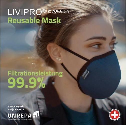 Immagine prodotto Unrepa Maschera comunitaria in tessuto LIVIPRO Evolution taglia M, nero (1 x)
