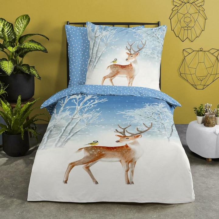 Image du produit Traumschlaf Chevreuil et moineau (Set de linge de lit, 135x200 cm + 80x80 cm)