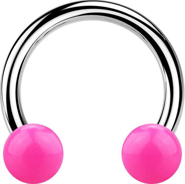 Image du produit Star Piercing Micro Circular Barbell argent avec deux boules roses (Acier chirurgical 316L, Acrylique, sans laiton)