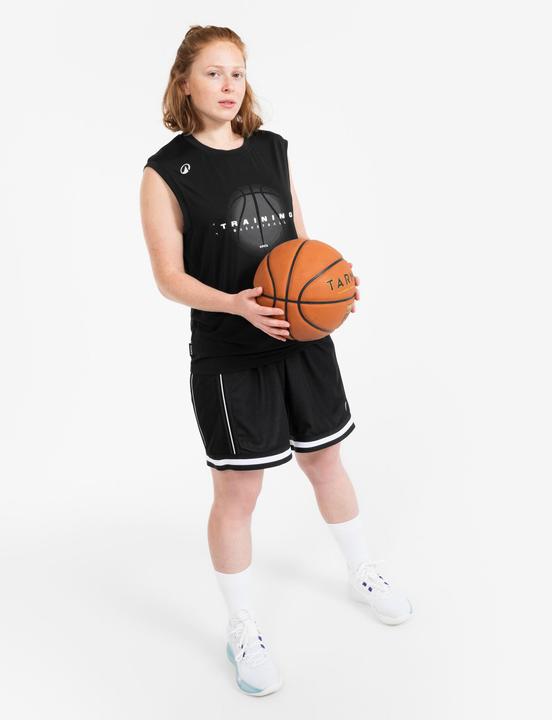 Produktbild Kipsta Damen/Herren Basketball Shorts wendbar leicht - SHR 500 schwarz-weiss (L)