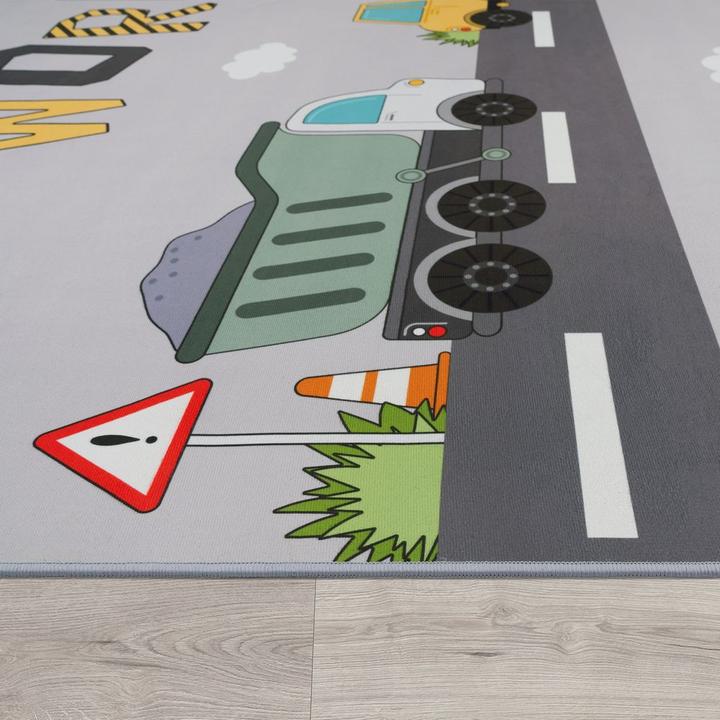 Produktbild Paco Home Teppich Kinderzimmer Kinderteppich Rutschfest Grau Rund (120 x 160 cm)
