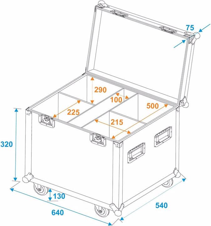 Actual product image Roadinger Flightcase 4x LED IP PAR 7x8W QCL/7x9W SCL with wheels (Accessories)