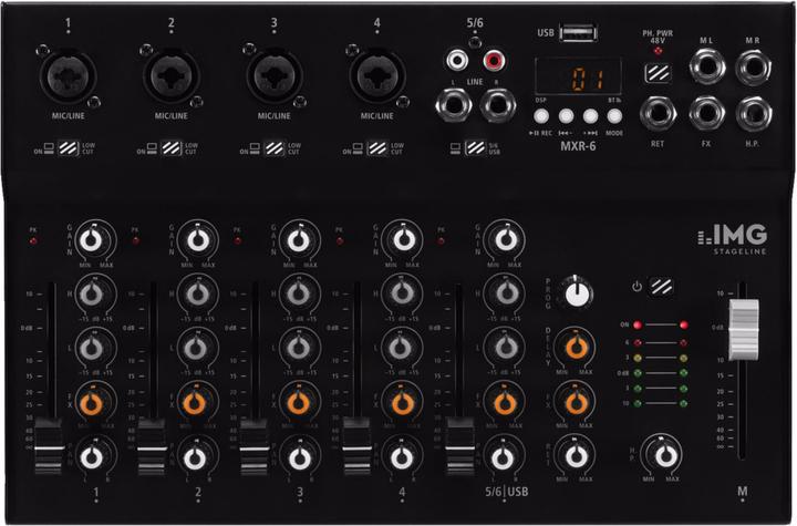 Immagine prodotto Img Stage Line MXR-6 console mixer Numero di canali:6 Bluetooth, connessione USB (Mixer da studio e live)